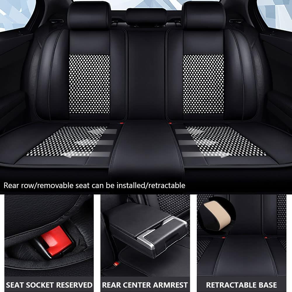 Funda de asiento de 5 asientos para Cadillac CTS 2002-2023, accesorios de fundas de asiento interiores (juego completonegro-gris)