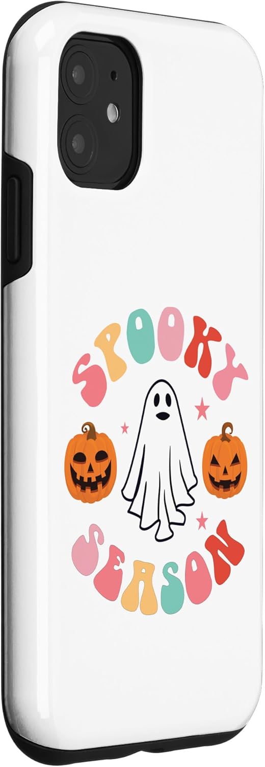 Funda divertida para iPhone 11 Retro Halloween Cute Ghost Spooky Season