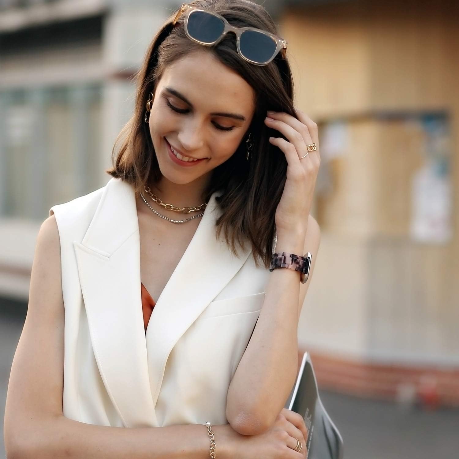Wearlizer Resina y acero inoxidable compatible con correas Fitbit VersaVersa 2Versa LiteVersa SE para mujeres y hombres, reemplazo ligero compatible