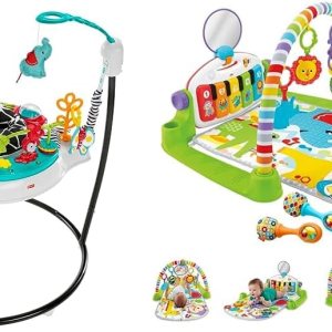 Fisher-Price Baby Bouncer Animal Wonders Jumperoo Activity Center & Fisher-Price Baby Playmat Deluxe Kick & Play Piano Gym & Maracas con escenarios Fisher-Price Baby Bouncer Animal Wonders Jumperoo Activity Center & Fisher-Price Baby Playmat Deluxe Kick & Play Piano Gym & Maracas con escenarios