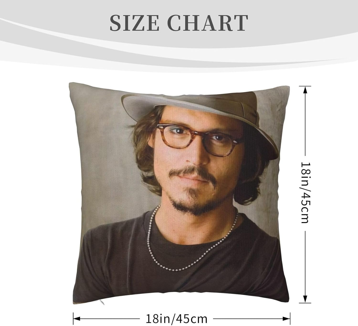 Johnny Depp – Fundas de almohada suaves y cómodas con protectores de almohada con cremallera, 18 x 18 pulgadas