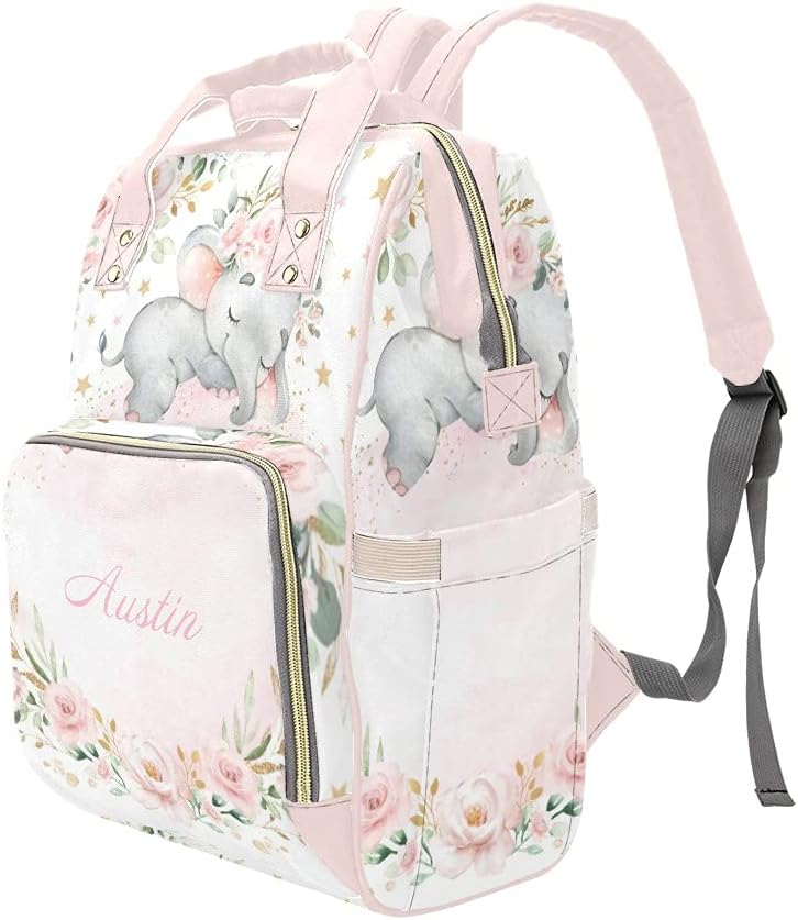 Mochila de pañales personalizada de flores, bolsa multifunción personalizada grande, mochila unisex para mamá, niño y niña, opción 9, Mochilas de