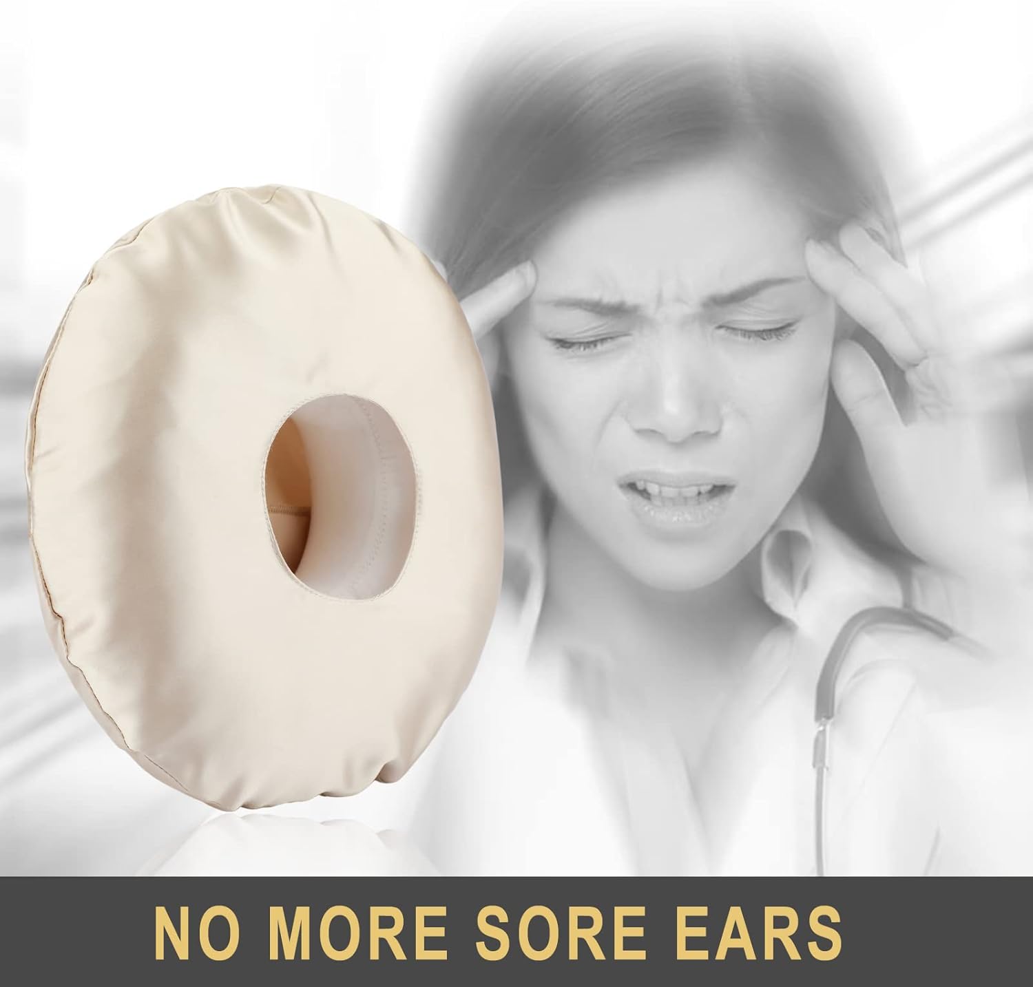 Funda de almohada de seda suave con agujero para piercing de oreja, funda de almohada de seda para cabello y piel, duermen de lado, dolor de oído,