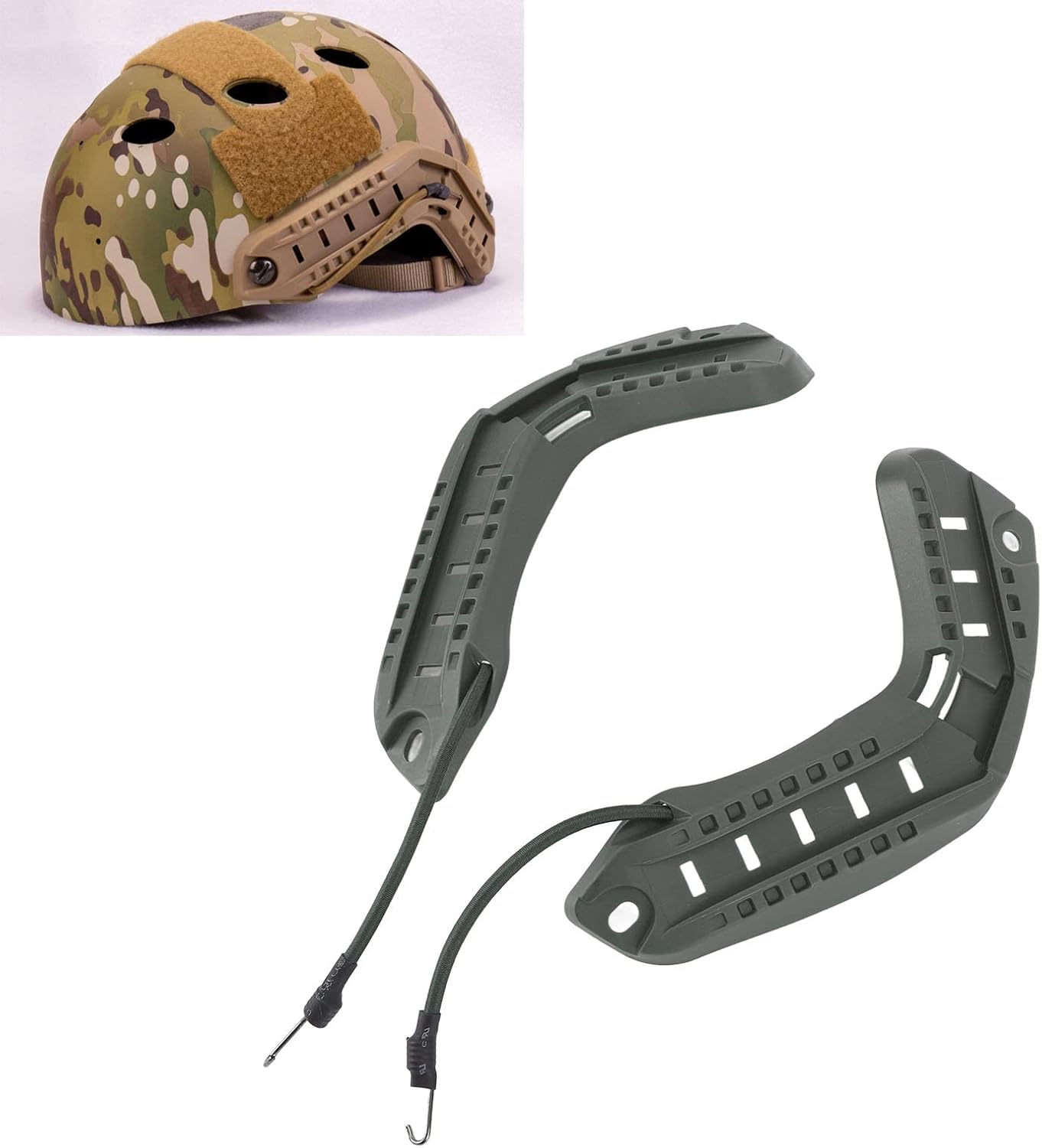 Riel lateral del casco, accesorios para casco ARC, fáciles de instalar, robustos para actividades al aire libre (verde)