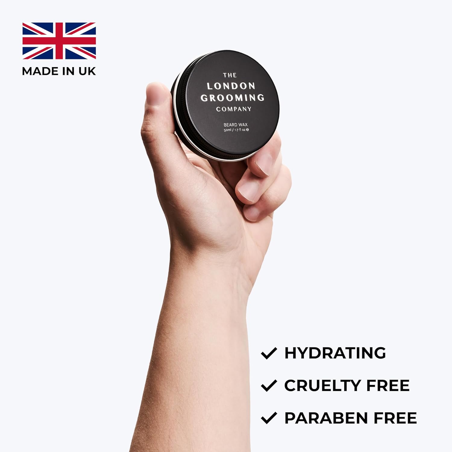 The London Grooming Company Cera para barba  Fuerte sujeción durante todo el día  Ingredientes totalmente naturales  Tratamiento de crecimiento y