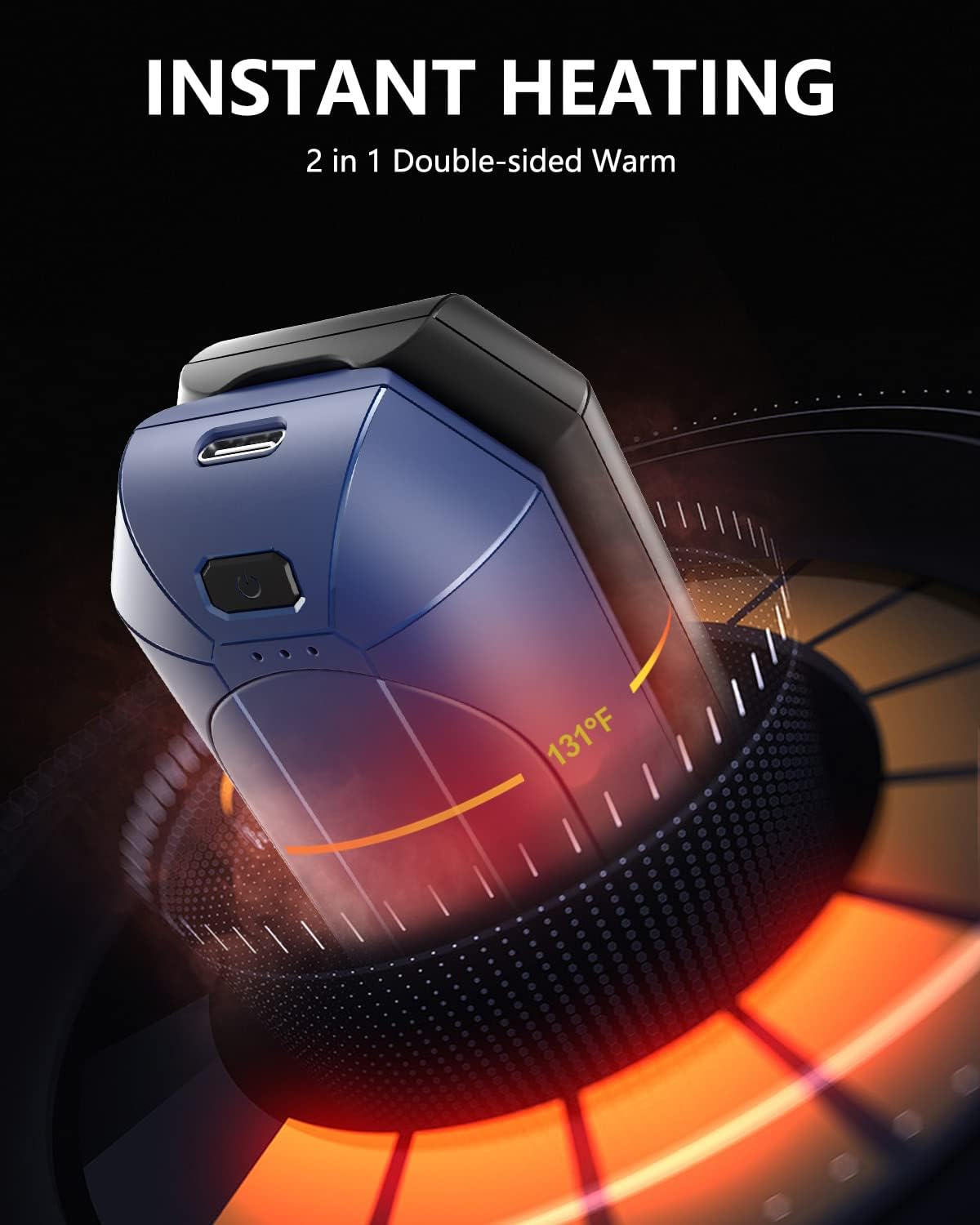 Calentadores de manos recargables, paquete de 2 calentadores de bolsillo portátiles eléctricos de 4000 mAh, terapia de calor, ideal para exteriores,