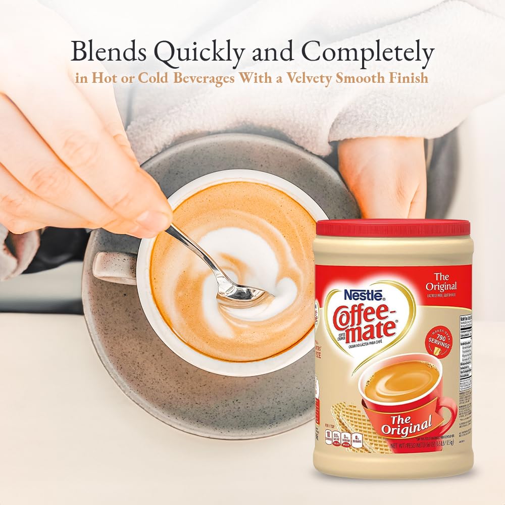 Coffee mate – Crema en polvo original, recipiente de 56 onzas con cucharas medidoras de acero inoxidable Doomi