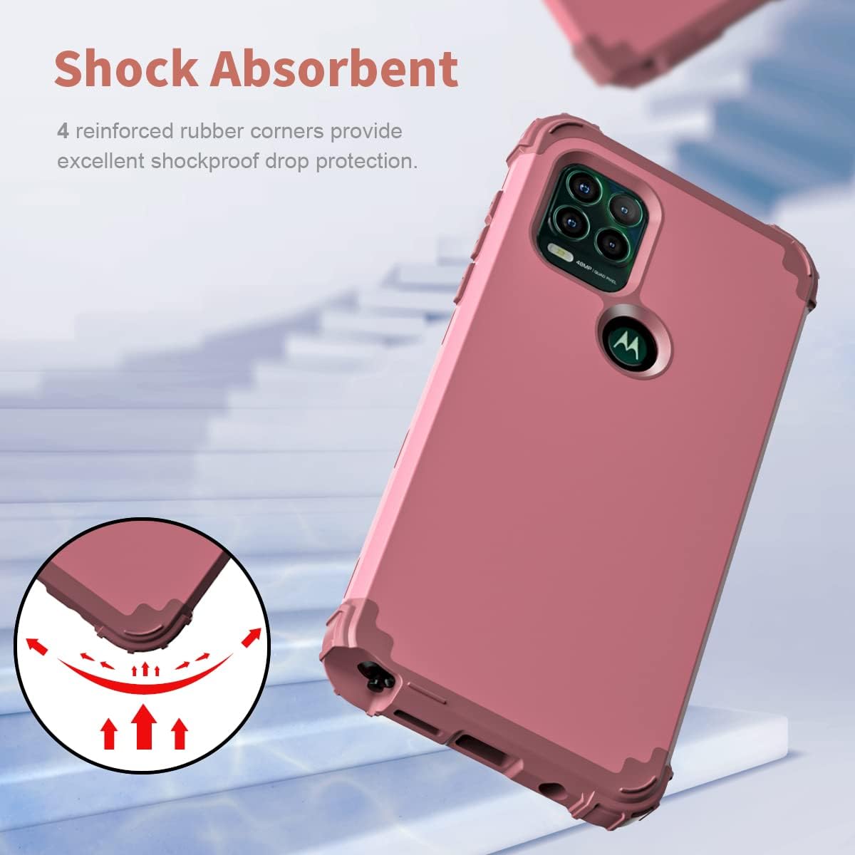 Fingic Funda compatible con Moto G Stylus 5G 2021, 3 en 1, de policarbonato duro resistente, silicona suave, a prueba de golpes, funda protectora