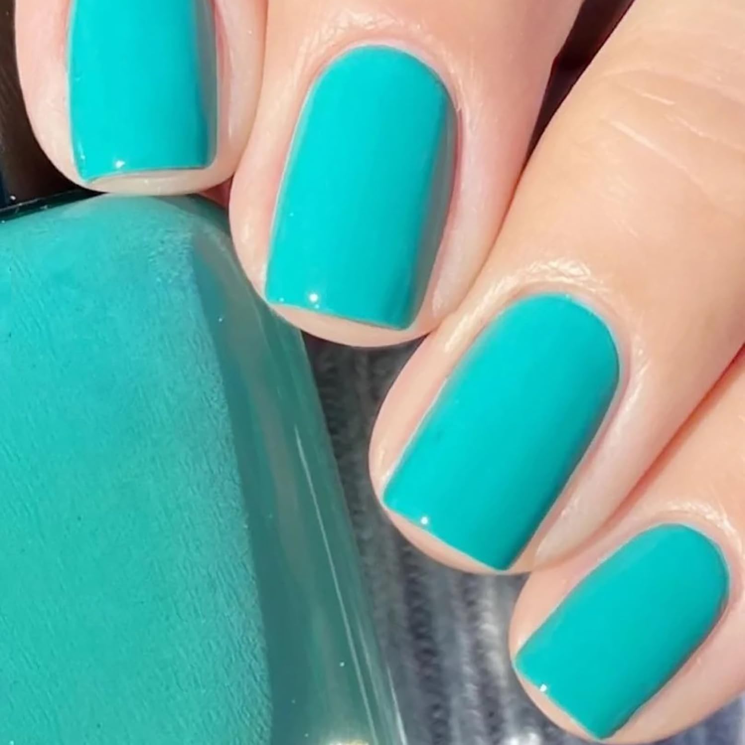 Uñas postizas cortas de forma cuadrada, uñas acrílicas azules, uñas acrílicas de color puro, cobertura completa, lindas uñas postizas artificiales