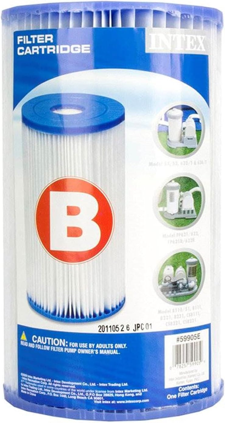 Intex 29005E – Cartucho de bomba de filtro de material Dacron de repuesto para piscina tipo B (6 unidades)