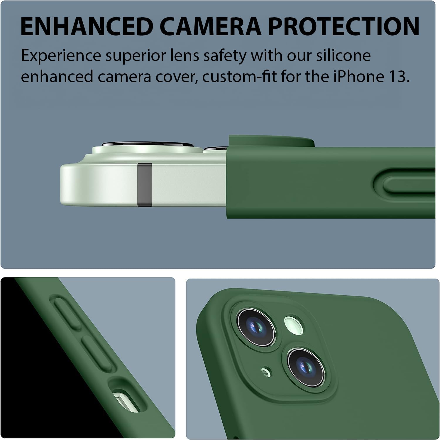 CellEver Funda de silicona duradera para iPhone 13 con material mejorado, protección de cámara de grado profesional, protección contra caídas de