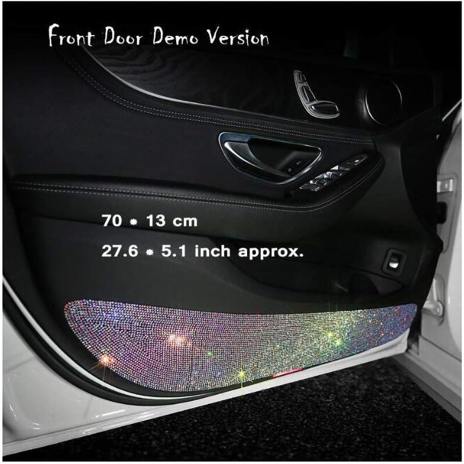 HappyERA Bling – Almohadilla protectora para puerta de automóvil con diamantes de imitación de cristal, universal, anti-patadas, calcomanías sucias