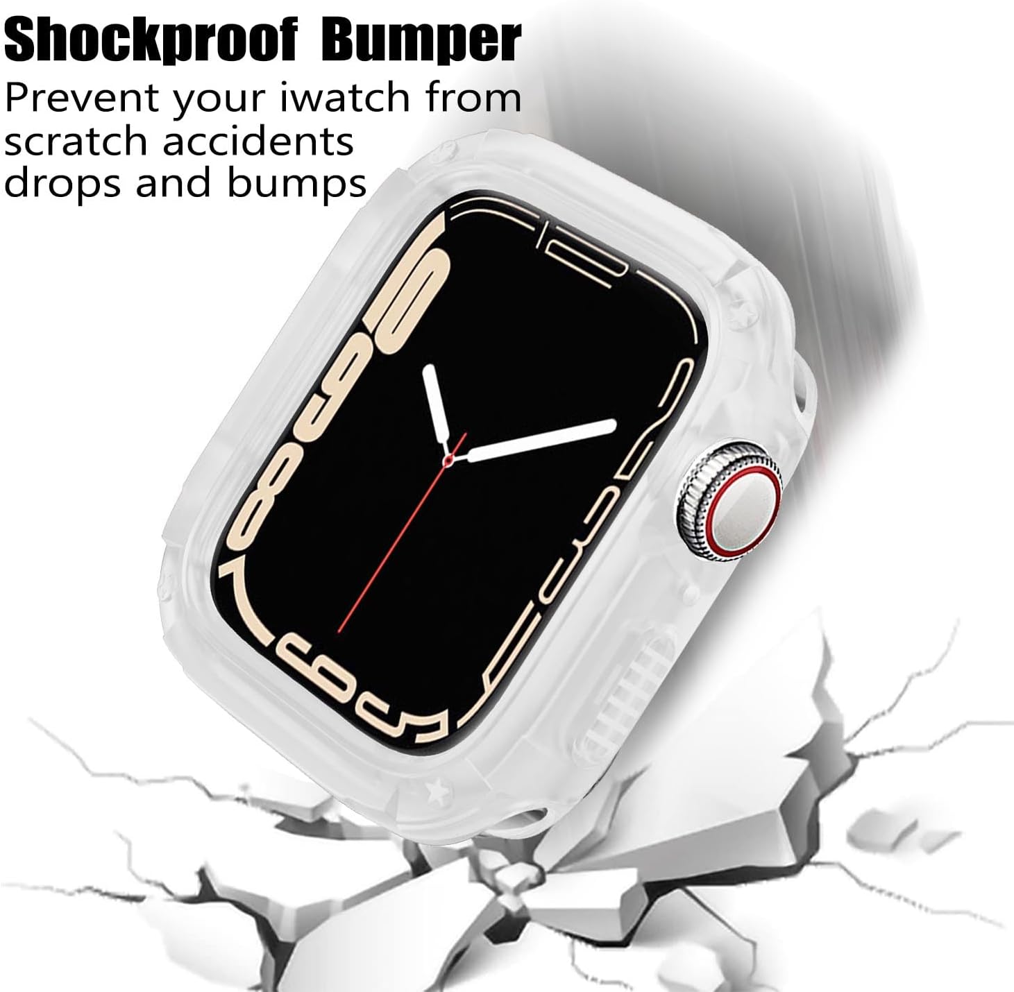 BOTOMALL Parachoques de silicona suave con cubierta de policarbonato compatible con carcasa de Apple Watch de 1.575 pulgadas, 1.614 pulgadas, Series