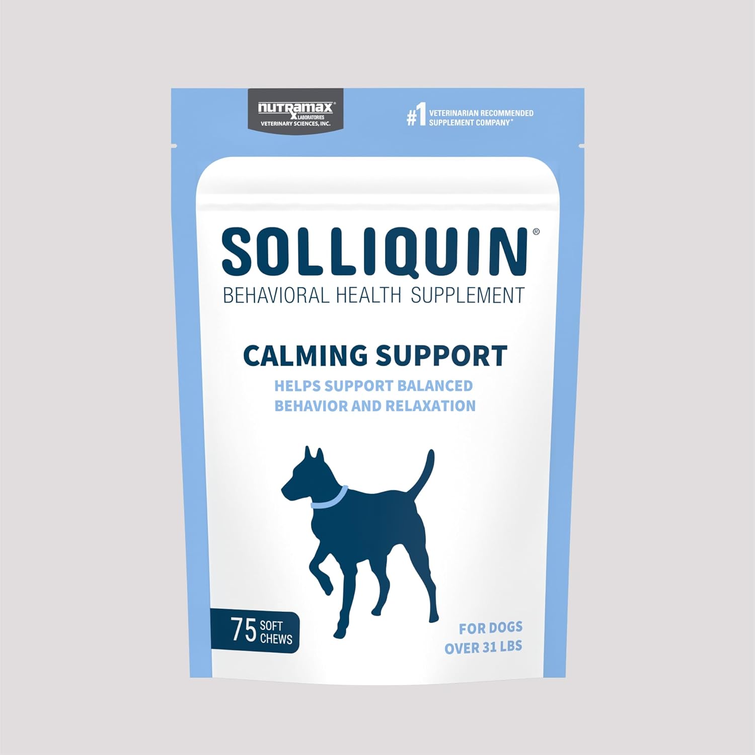 Nutramax Solliquin – Suplemento calmante para la salud conductual para perros grandes, con L-teanina, magnoliafelodendro y concentrado de proteína