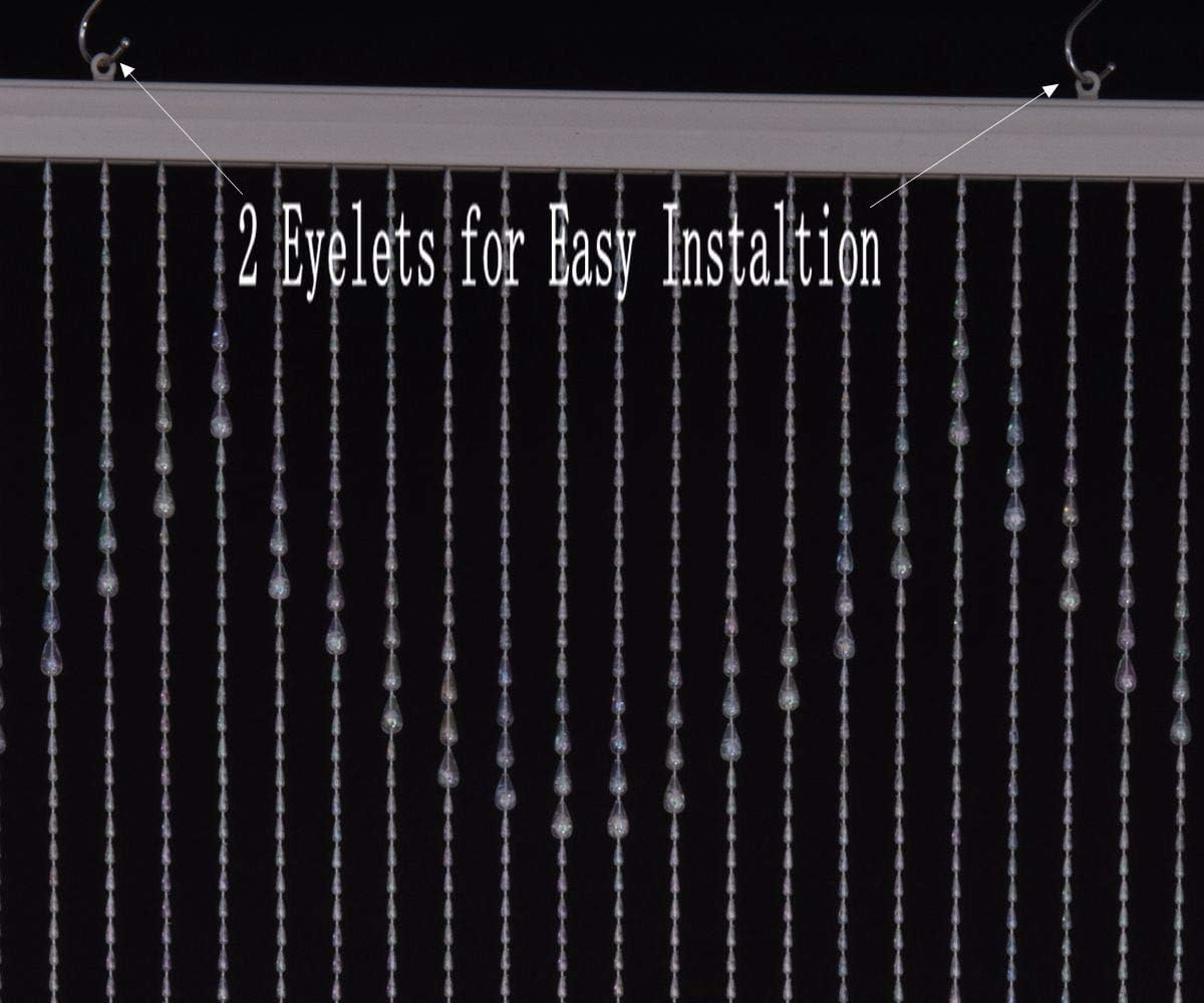 3 FT X 6 FT Raindrops Faux Crystal Beaded Curtain Door String Curtain Wall Panel Window Room Divider Blind for Wedding Coffee House Restaurant Parts