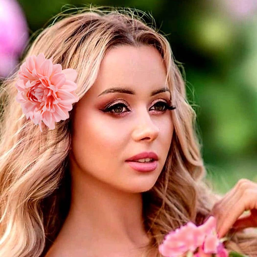 Haomye Pinzas para el cabello de flores, horquillas artificiales, horquilla floral, pasadores de pelo de dalia, accesorios hawaianos para dama de