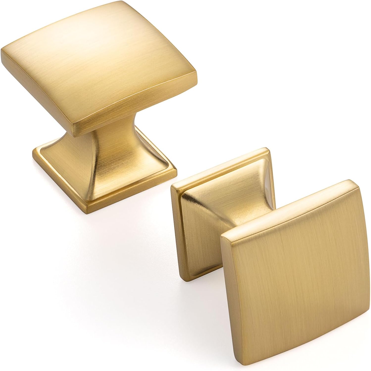 ZK2203 – Pomo curvado para armario de cocina, color dorado cepillado, paquete de 10 unidades, mango moderno, herrajes sólidos para cajón, aparador,