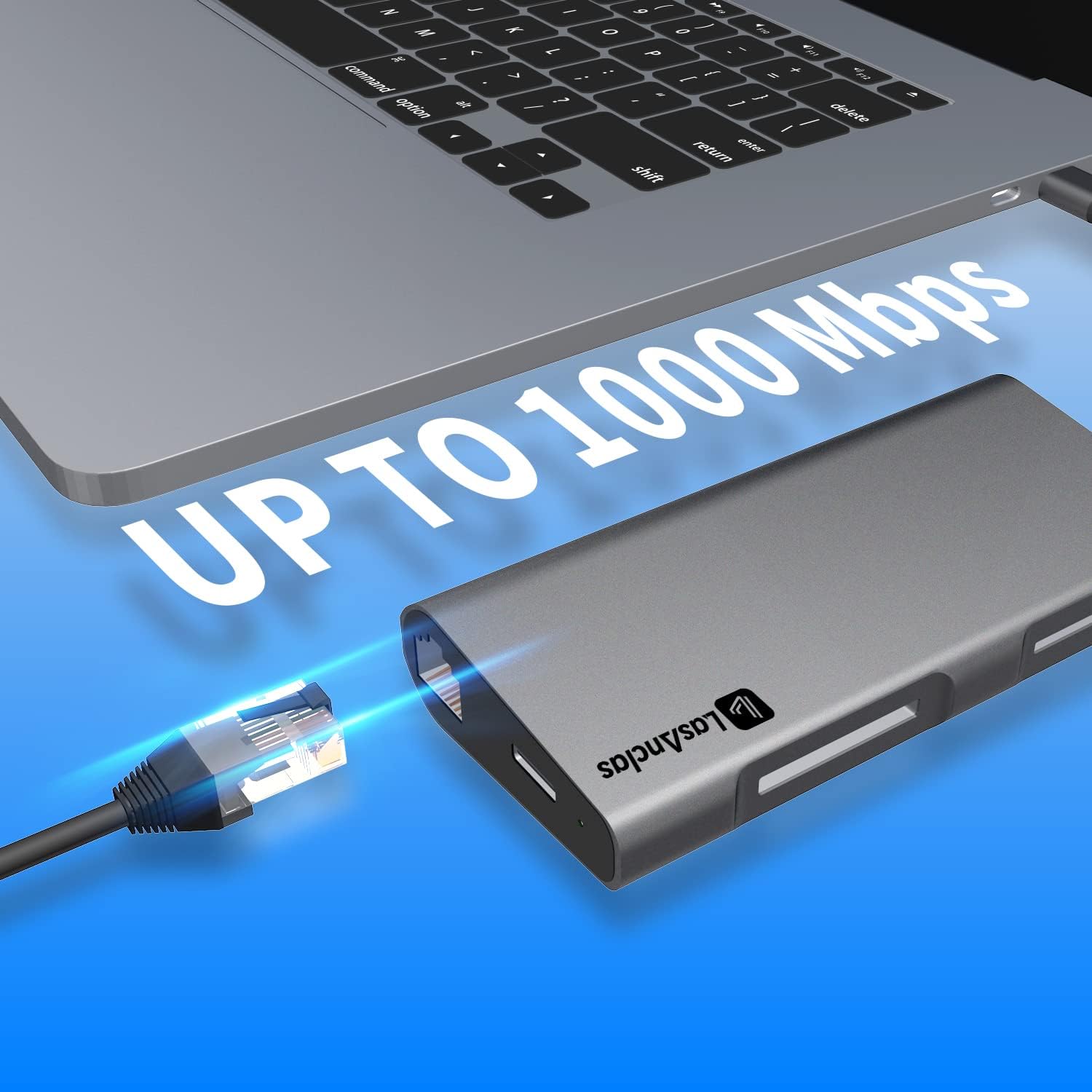 Adaptador multipuerto USB C Hub Ethernet, estación de acoplamiento USB C 8 en 1 4K HDMI, 100 W PD, 3 USB 3.0, 1 Gbps LAN USB C Dongle, lector SDTF