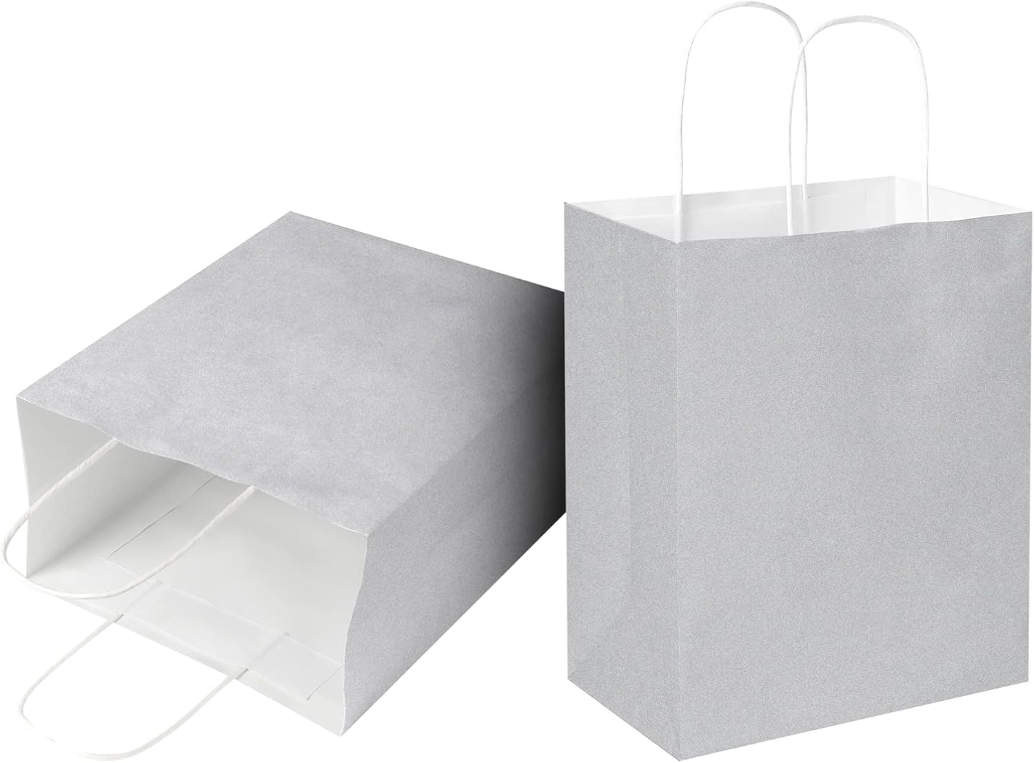 Oikss Paquete de 50 bolsas de papel medianas de 8 x 4.75 x 10 pulgadas con asas, bolsas de papel kraft a granel, bolsas de papel kraft para