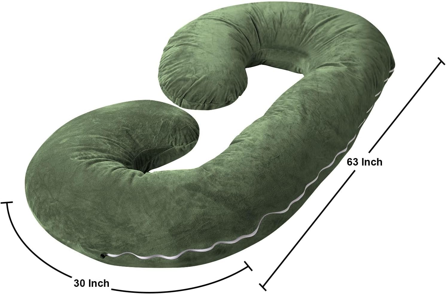 Almohadas de embarazo de 63 pulgadas, almohada de cuerpo completo en forma de C, funda de algodón egipcio, musgo, almohadas de embarazo para dormir,