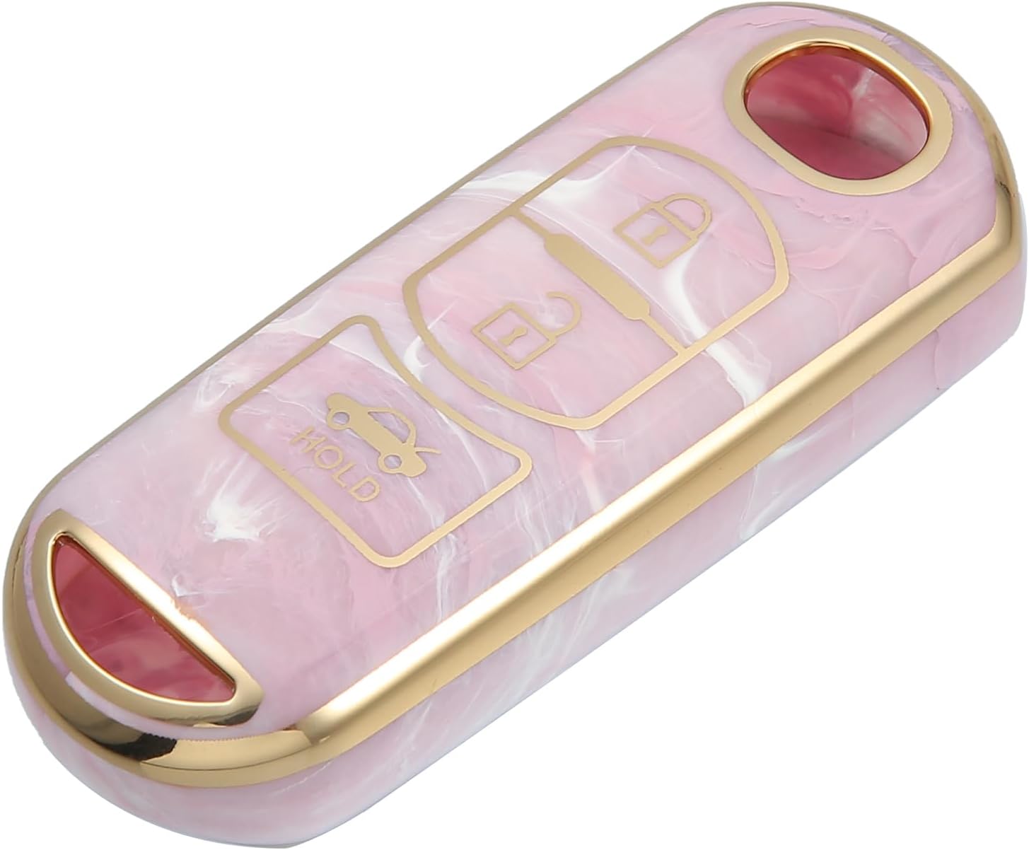 Funda para llavero compatible con Mazda CX-3 CX-4, patrón de porcelana de 3 botones, a la moda, suave, TPU rosa, control remoto, sin llave, funda de