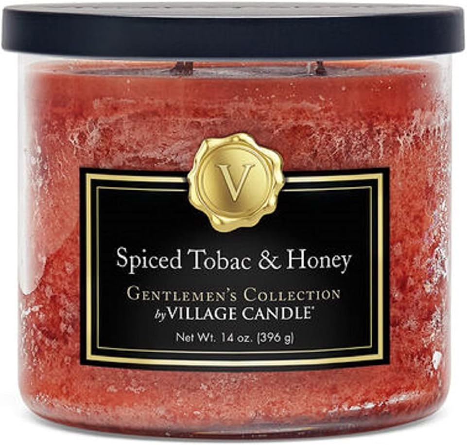Village Candle Cuenco mediano con tabaco especiado y miel, 14 onzas, naranja, 1 unidad