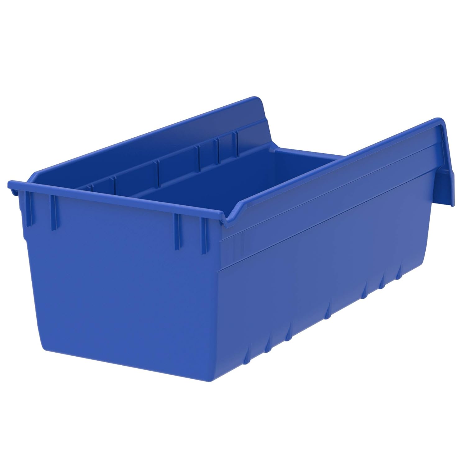 Akro-Mils 30088 ShelfMax – Caja de almacenamiento de plástico, (18 x 8 x 6 pulgadas), azul y 30150 organizador de plástico y contenedores de