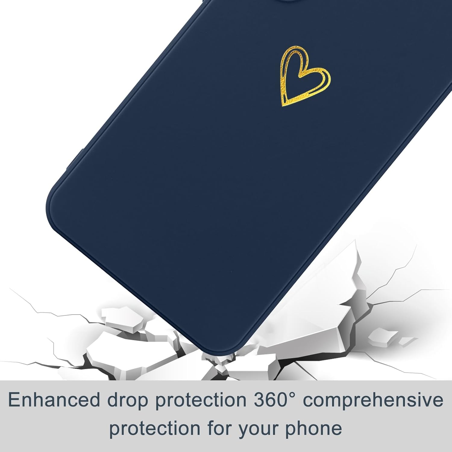 Funda para Samsung Galaxy S22, bonita funda delgada a prueba de golpes con soporte de carga inalámbrica y protección, azul marino