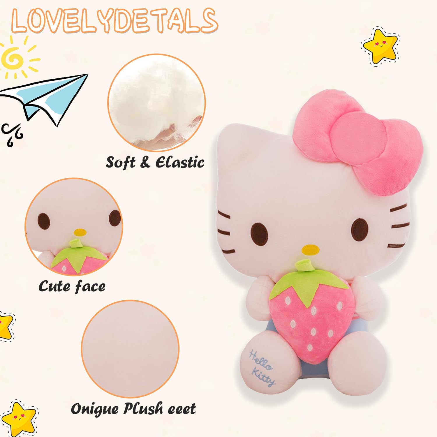 Juguetes de peluche de gatito, figura de almohada de dibujos animados de 15.7 pulgadas, gran regalo para Navidad, Pascua, fiesta de cumpleaños, Año
