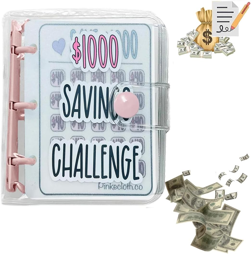 Carpeta de ahorros de $1000 Desafío de ahorro reutilizable libro de presupuesto con sobres de efectivo cubierta esmerilada Organizador de dinero