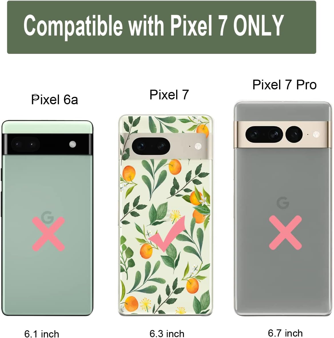 Unov Compatible con Pixel 7 Funda transparente con diseño de TPU suave, absorción de golpes, diseño delgado en relieve, cubierta trasera protectora