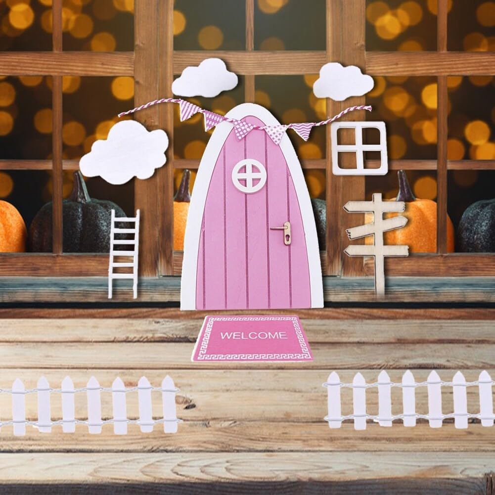 Mini puerta de madera de Navidad elfo niña hada puerta casa accesorios dientes hadas puerta kit pequeño decoración de Navidad al aire libre