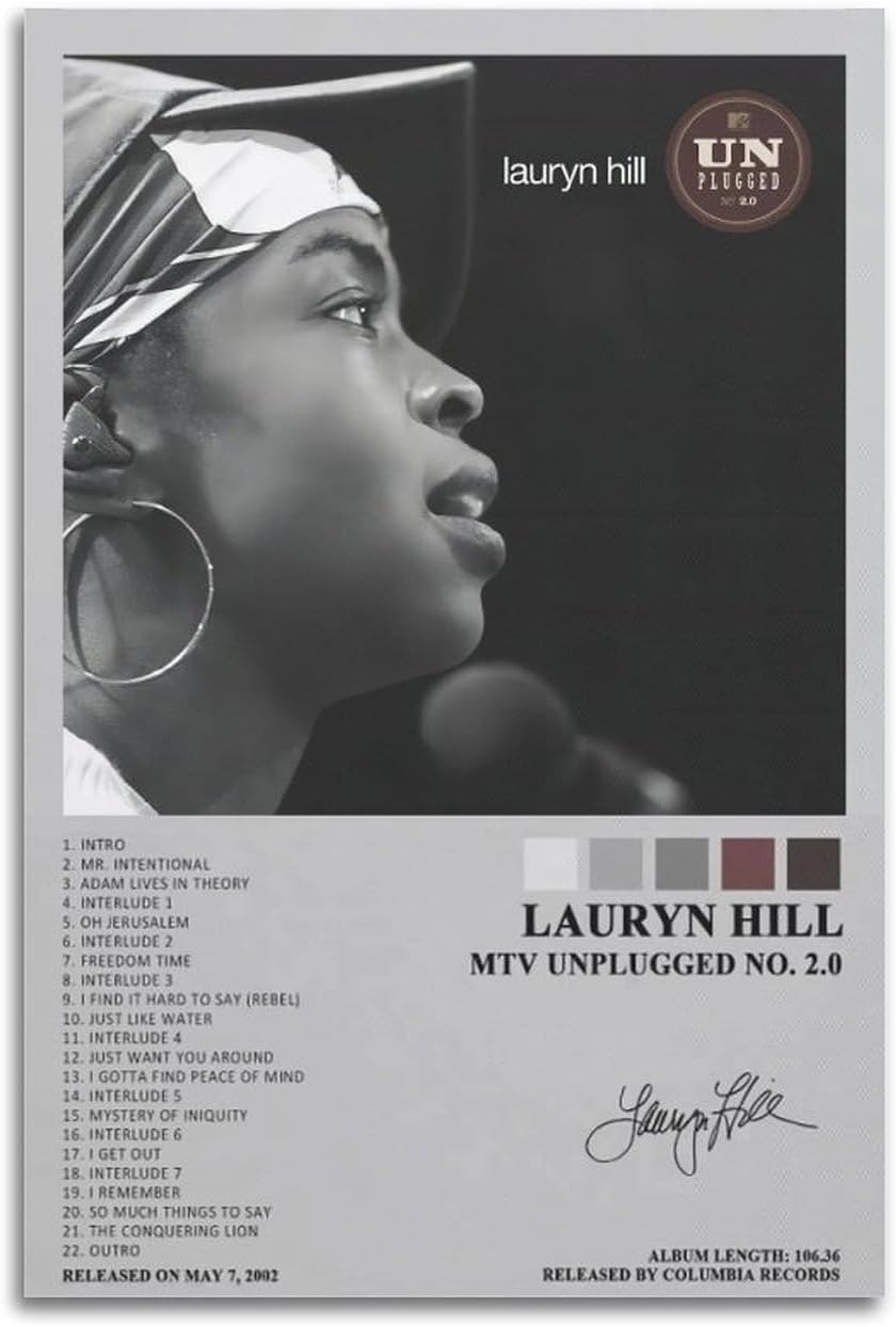 OrdaLi Lauryn Hill MTV Unplugged No. 2.0 Póster de lienzo popular, impresiones estéticas, arte de pared, decoración de habitación, regalo, 16 x 24