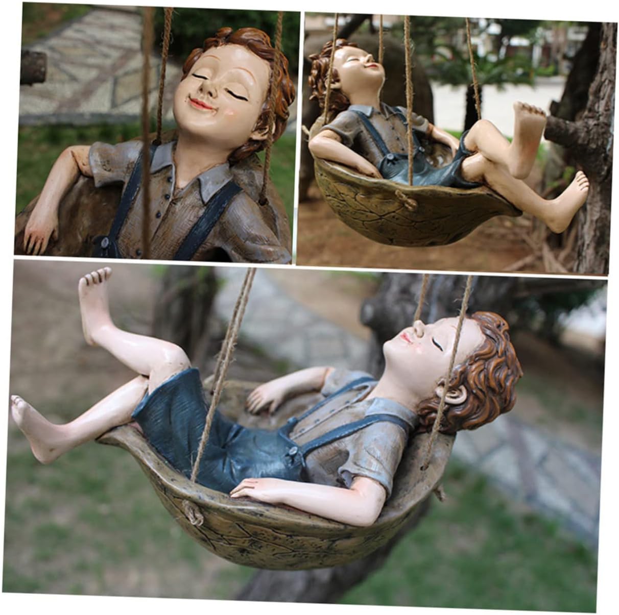 1 hamaca colgante de jardín al aire libre, decoración de casa para el hogar, figuras de hadas, estatua de hada de jardín, adornos de resina, árbol