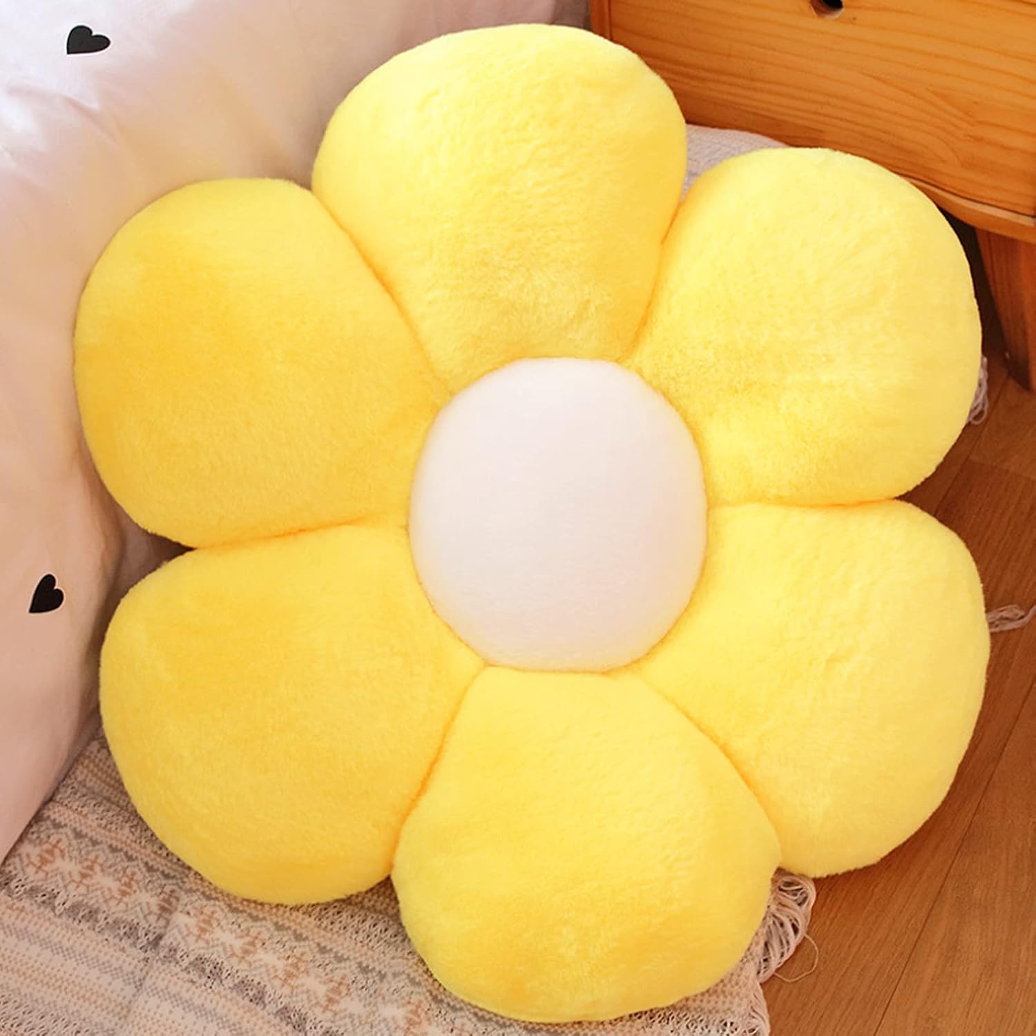 Hotiego Almohada de suelo de flores de 19 pulgadas, cojín de felpa para silla de asiento, lindo teñido anudado, almohadilla de gran tamaño para