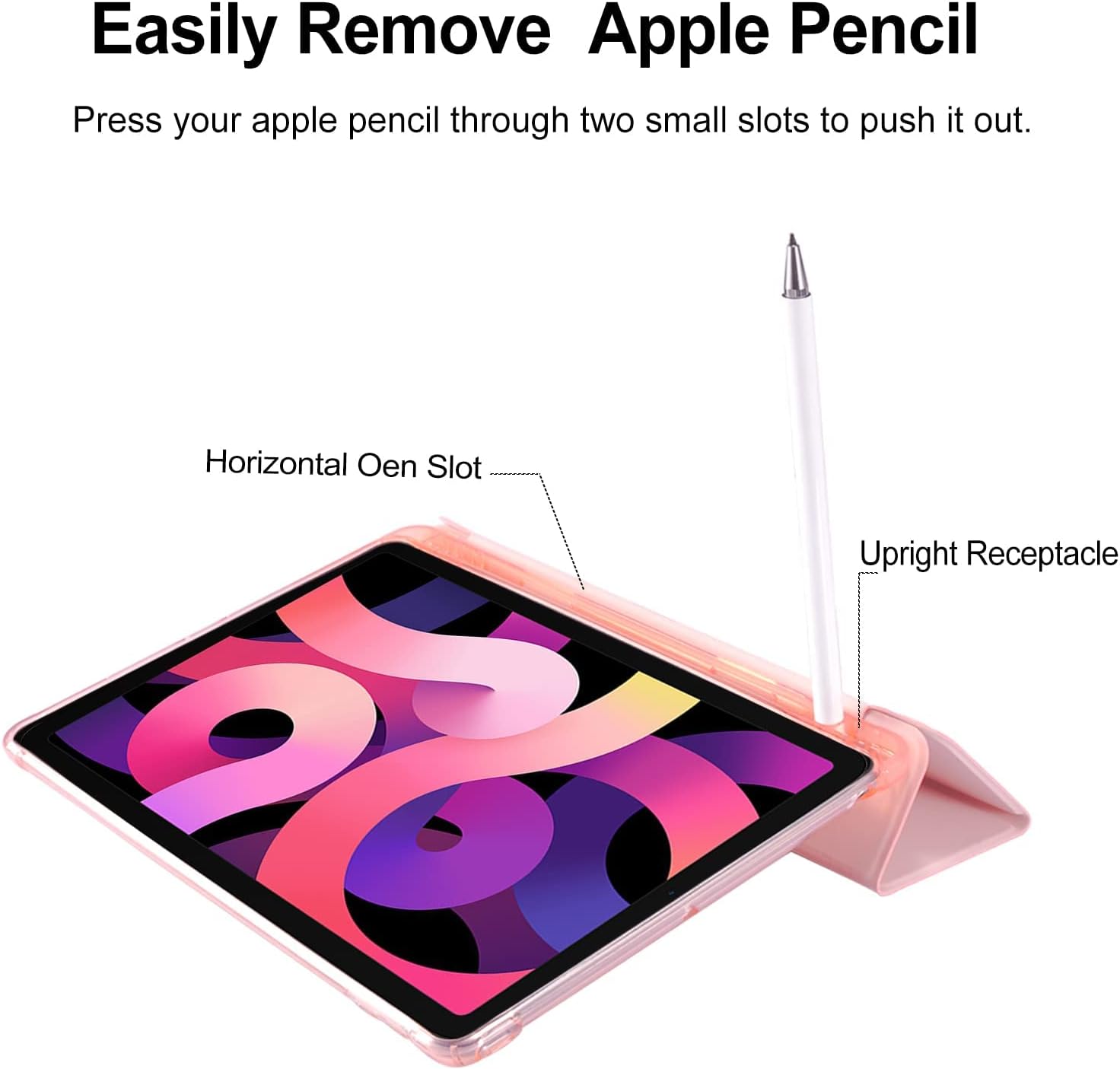Lindo cerdo de dibujos animados para iPad Mini 5 con soporte para lápiz, apagado automáticoactivación, cubierta trasera de TPU suave de cuero rosa