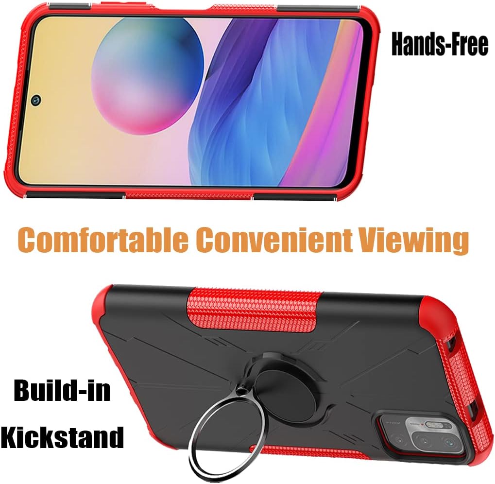 Funda compatible con Redmi Note 10 5GPoco M3 ProRedmi Note 10T 5G con protector de pantalla de vidrio templado, soporte magnético para Xiaomi Redmi