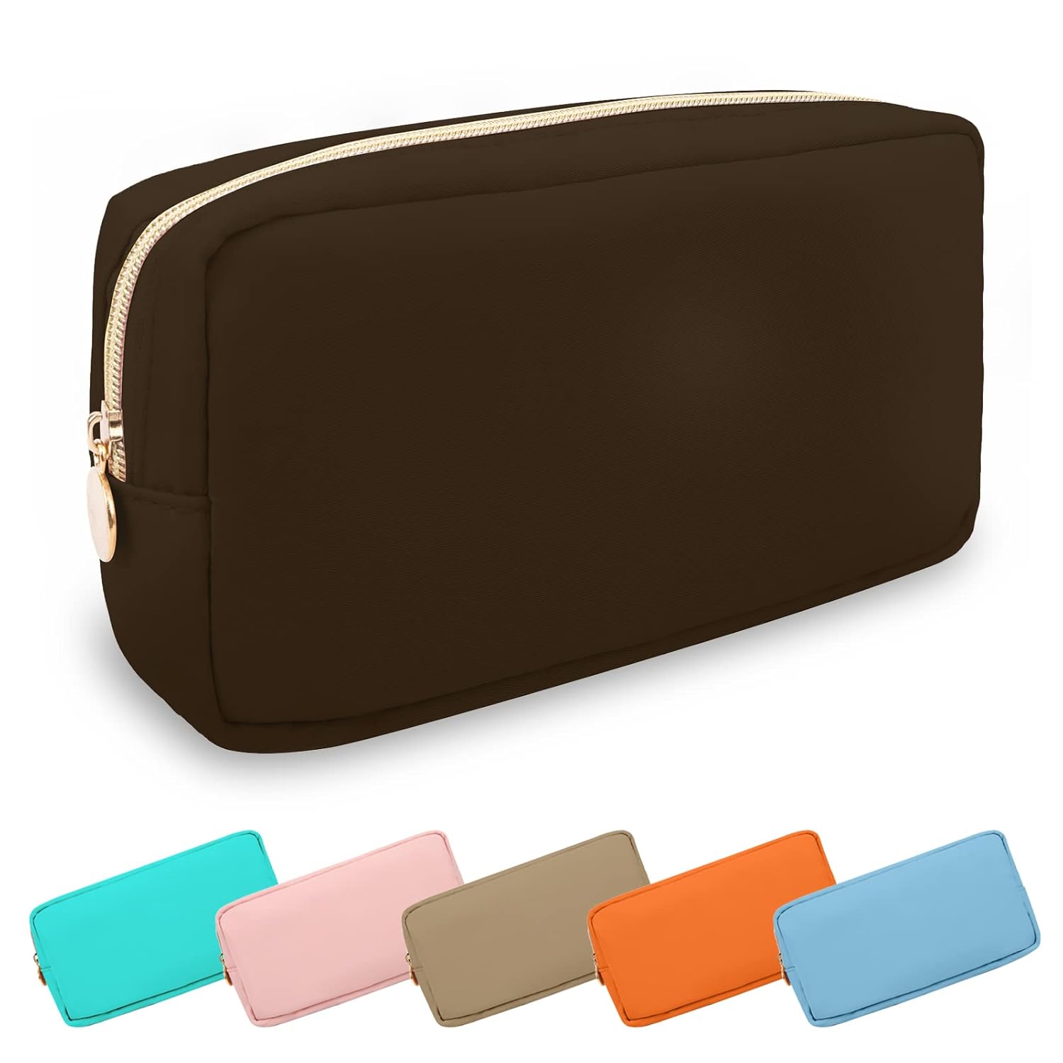 Bolsa de maquillaje pequeña impermeable para bolso, bolsa de almacenamiento de artículos de tocador de viaje de nailon, bonita bolsa de cosméticos