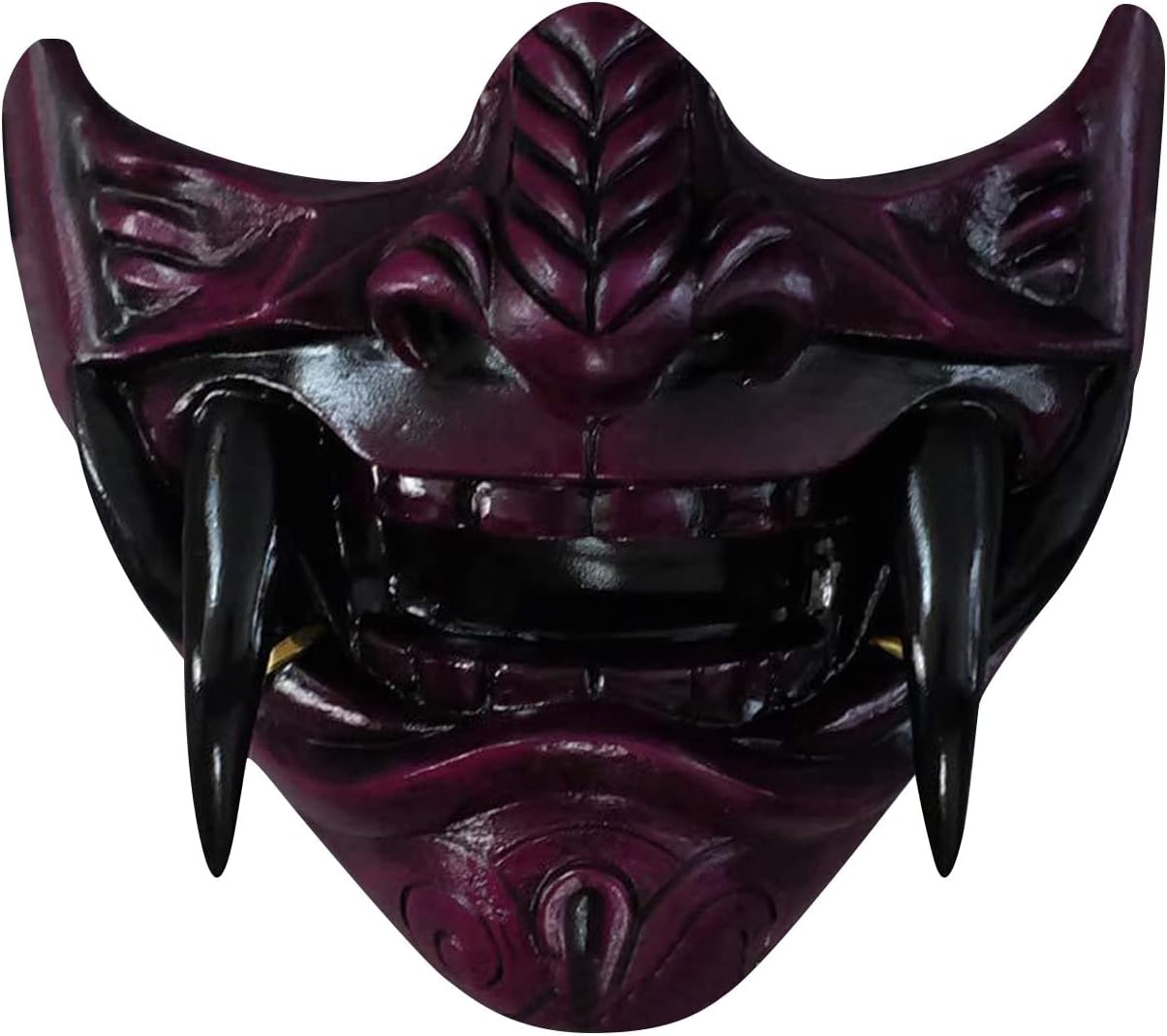 Decoraciones de Halloween, máscara japonesa de Hannya De-mon Oni Sam-urai NOH Kabuki Prajna Devil media máscara cosplay, fiesta espeluznante