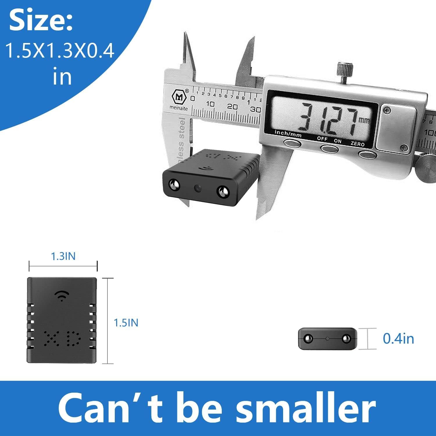 Cámara espía más pequeña, mini cámara inalámbrica, detector de cámara espía oculta, monitor de bebé HD1080P, cámara para mascotas con visión