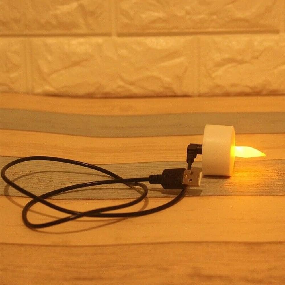 Velas recargables LED sin llama Cargador USB con pilas Lámpara de té (amarillo)