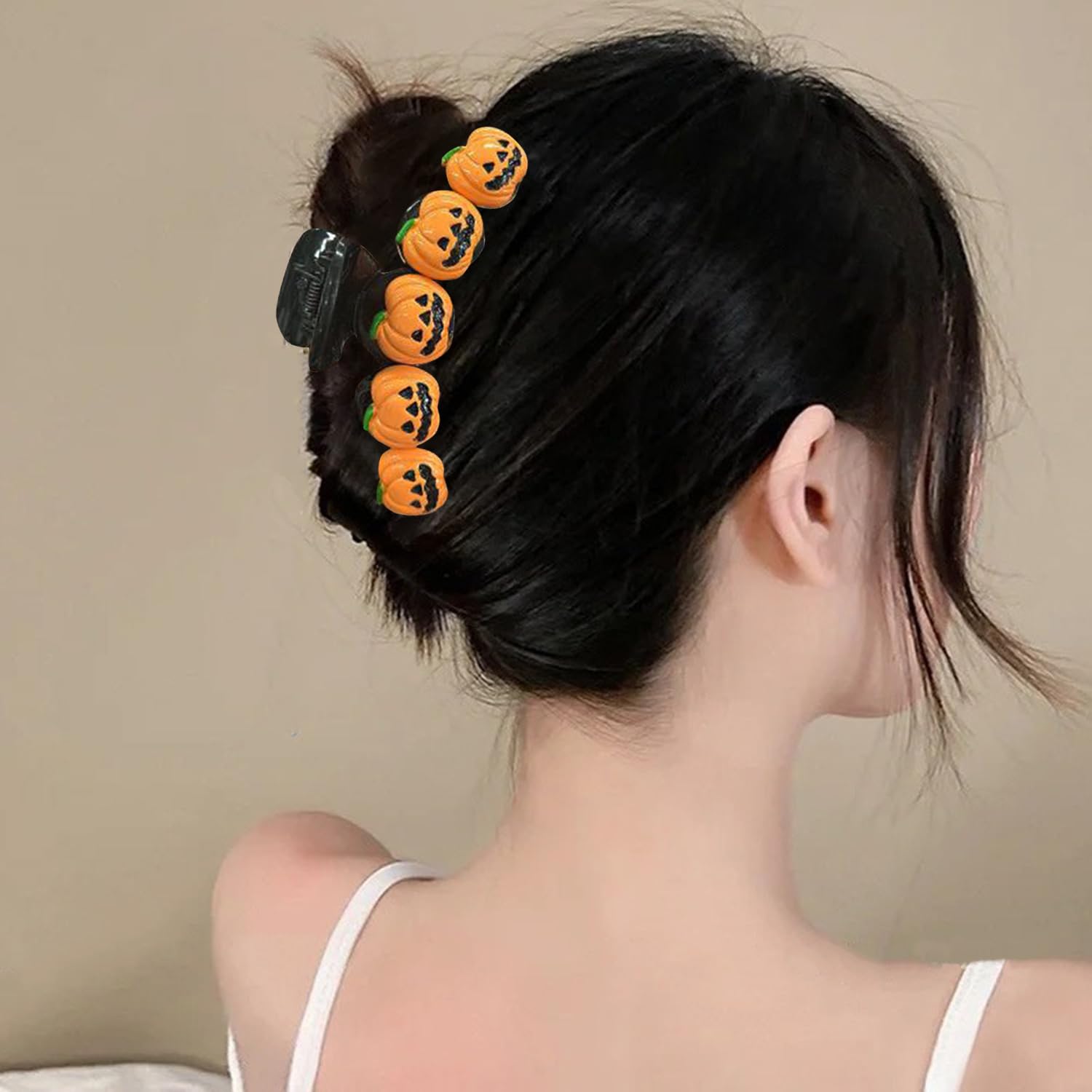 Pinzas para el pelo de Halloween, pinzas para el pelo de calabaza, lindo diseño de calabaza, pinzas de garra para cabello grueso, accesorios para el