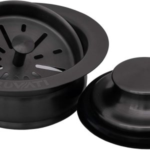 Ruvati Brida de eliminación de basura con colador de cesta y tapón – acero inoxidable negro plomizo – RVA1042BL Ruvati Brida de eliminación de basura con colador de cesta y tapón – acero inoxidable negro plomizo – RVA1042BL