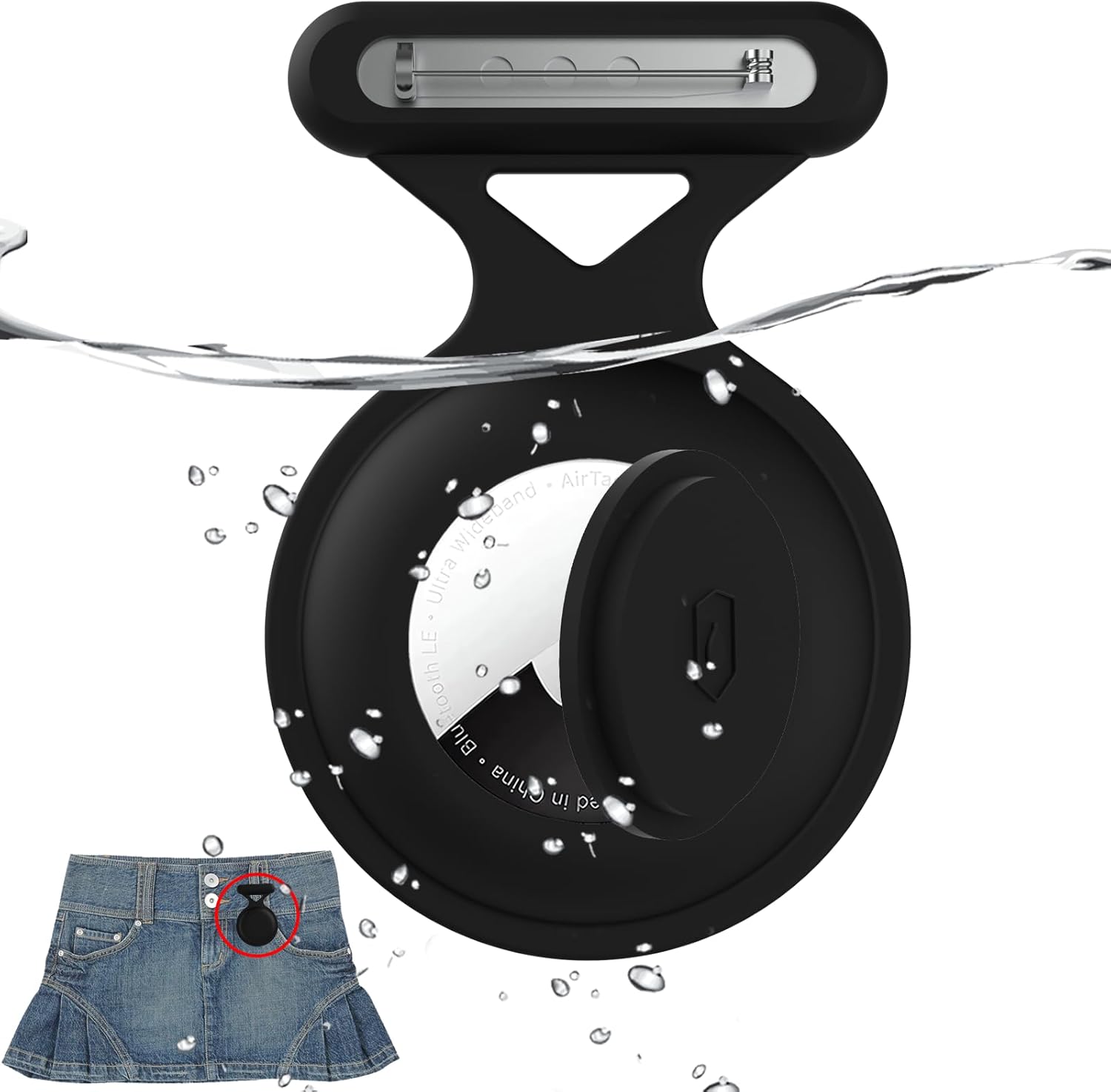 Funda impermeable para Airtag para niños, compatible con Apple Airtag, funda de silicona para rastreador GPS oculto con broche de alfiler, funda