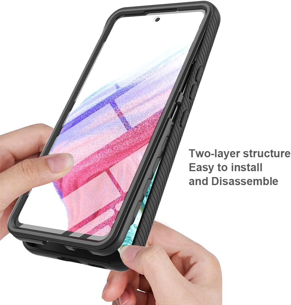 TJS Funda compatible con Samsung Galaxy A53 5G, con protector de pantalla integrado, cubierta protectora contra caídas de cuerpo completo, TPU color