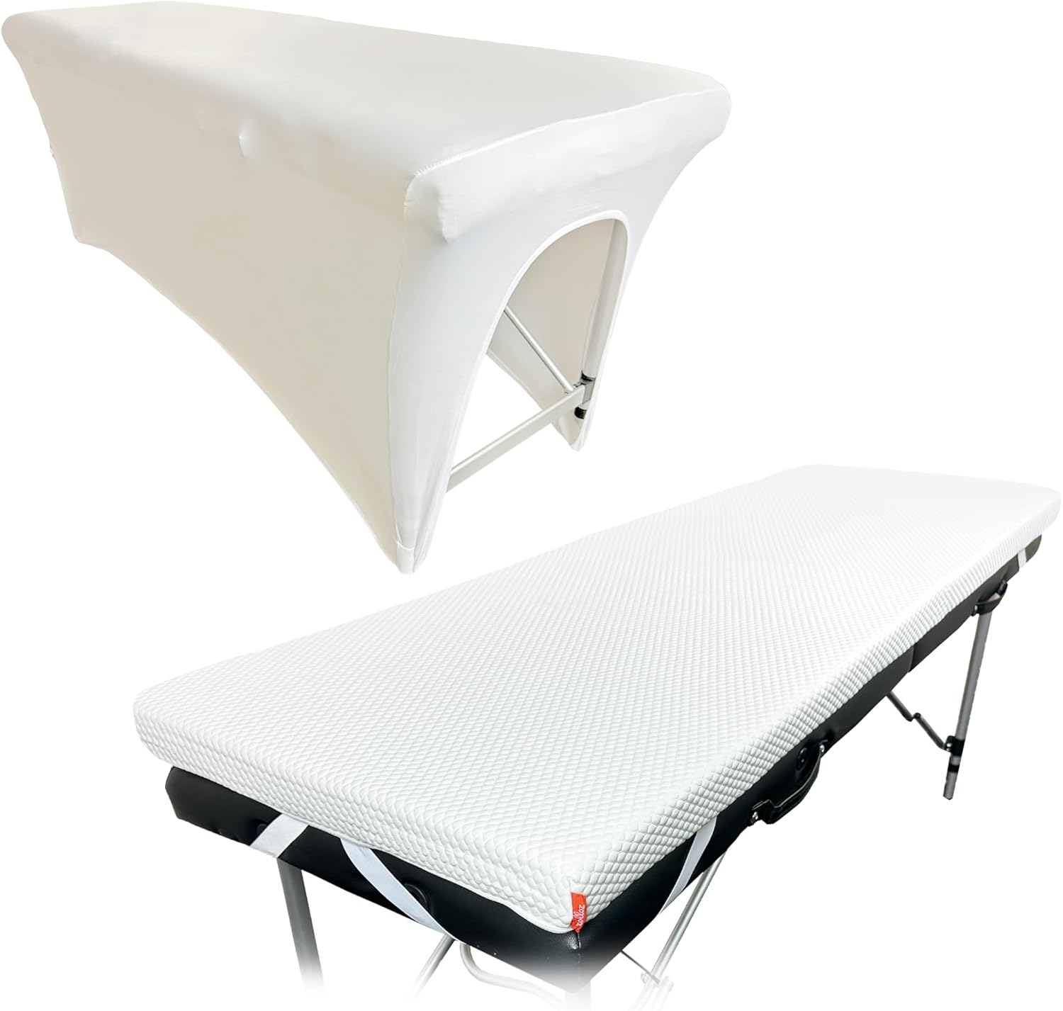 Colchón de cama de pestañas + funda de cama de pestañas (blanco)  Cómodo cubrecolchón con cuatro correas de esquina y parte inferior antideslizante