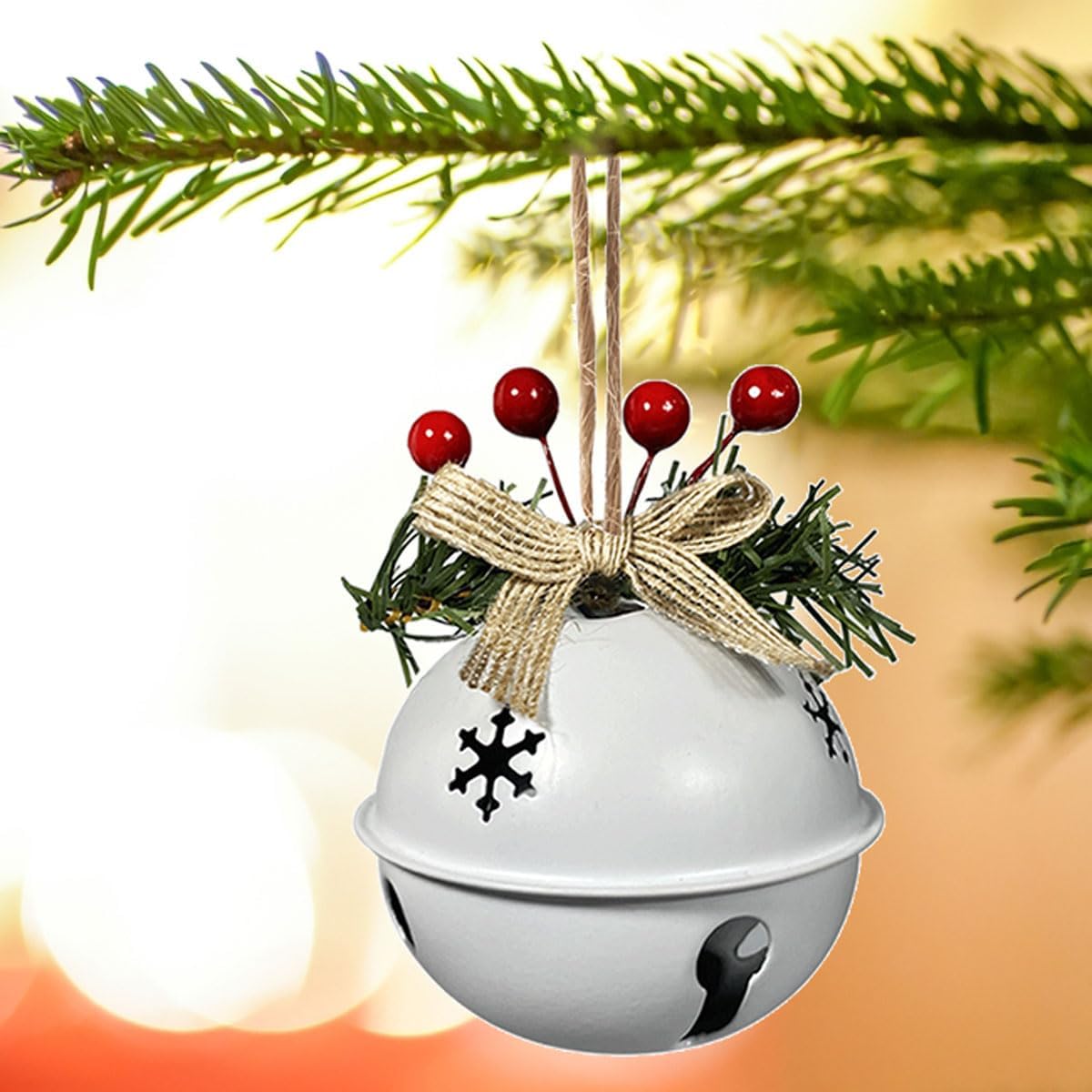 6 adornos de cascabel de Navidad en rojo, blanco y verde, colgante de campanas de árbol de Navidad, suministros de fiesta de Navidad para decoración