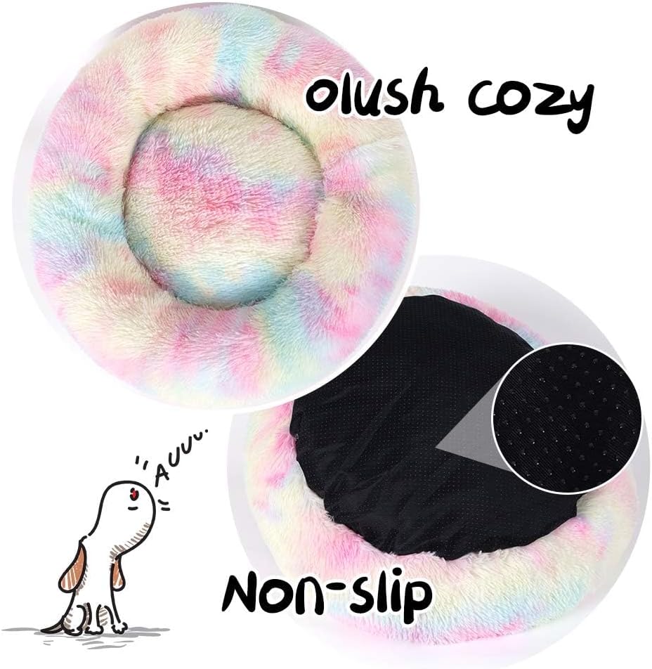 Camas para gatos de interior  Cama para gatos lavable de 2024 pulgadas, camas para perros pequeños y medianos, antiansiedad, cama redonda de felpa