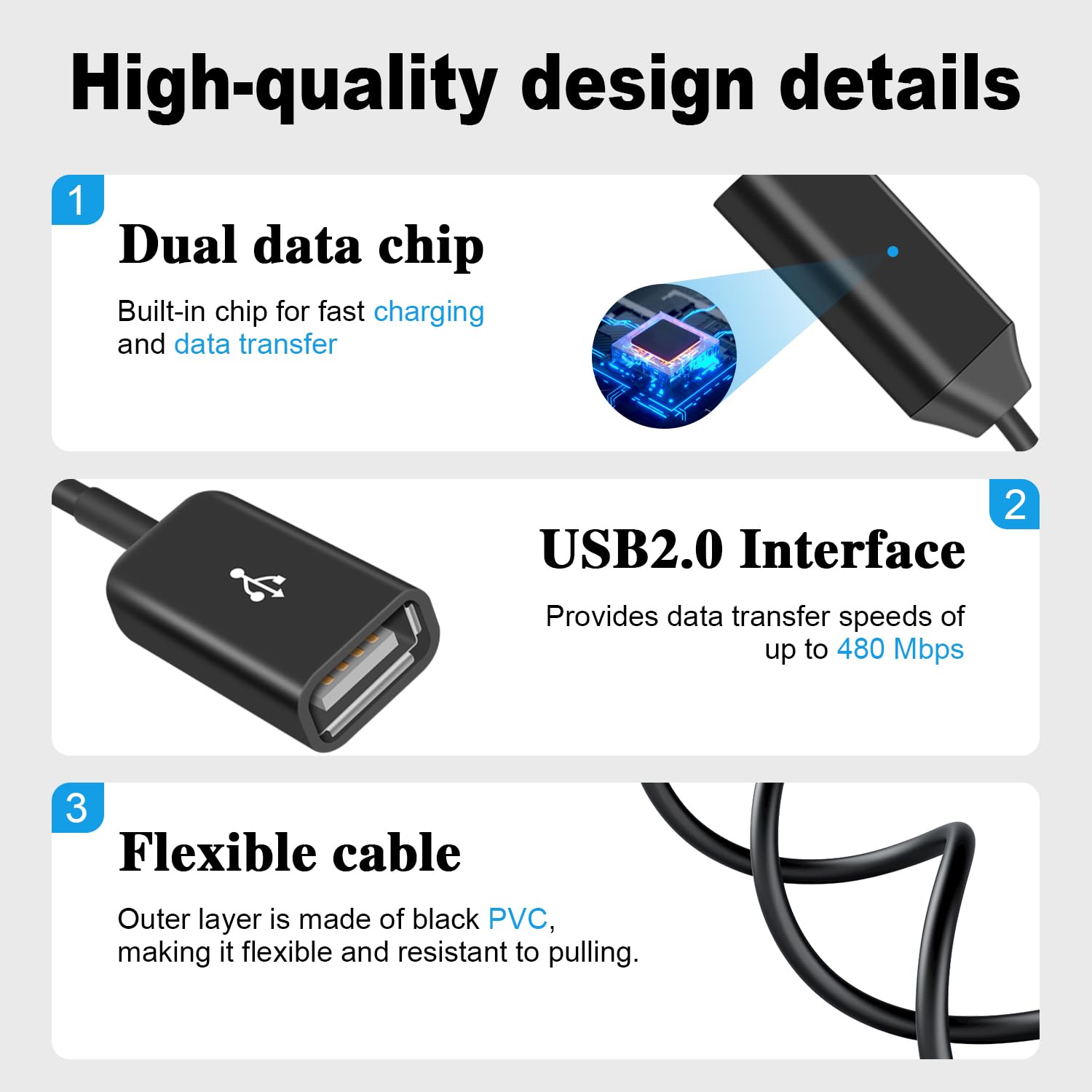 Duttek Divisor USB A macho a 6 hembras USB 1.65FT19.7 in, USB Y Splitter Soporte de carga y transferencia de datos para TV, teclado USB, portátil (1