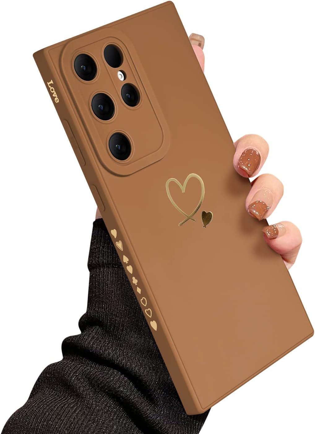 Funda para Samsung Galaxy S23 Ultra para niñas y mujeres, lindo diseño de corazón de amor, funda flexible de silicona líquida a prueba de golpes,